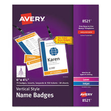 Load image into Gallery viewer, Lanyard-style Badge Holder W-laser-inkjet Inserts, Top Load, 4.25 X 6, We, 75-pk
