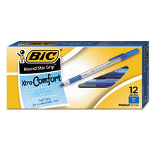 Load image into Gallery viewer, Round Stic Grip Xtra Comfort Ballpoint Pen, Easy-glide, Stick, Medium 1.2 Mm, Blue Ink, Gray-blue Barrel, Dozen
