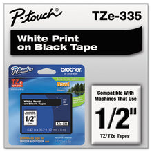 Load image into Gallery viewer, Tze Standard Adhesive Laminated Labeling Tape, 0.47&quot; X 26.2 Ft, White On Black
