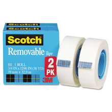 Load image into Gallery viewer, Removable Tape, 1&quot; Core, 0.75&quot; X 36 Yds, Transparent, 2-pack
