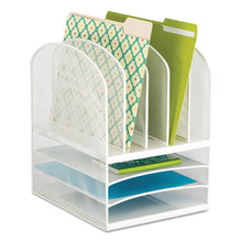 Load image into Gallery viewer, Onyx Mesh Desk Organizer With Five Vertical And Three Horizontal Sections, Letter Size Files, 11.5&quot; X 9.5&quot; X 13&quot;, White
